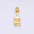 24K Gold Filled Micro Paved CZ Paint Brush 3D Multidimensional Charm
